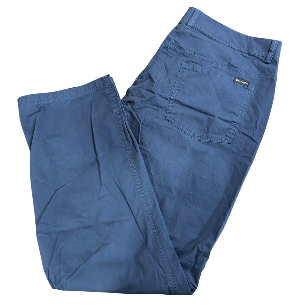 COLUMBIA Mens 38x32 Navy Blue Relaxed Fit Cotton Stretch Outdoor Chino Pants